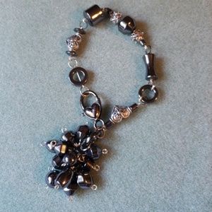 Hematite and Tibetan silver bracelet